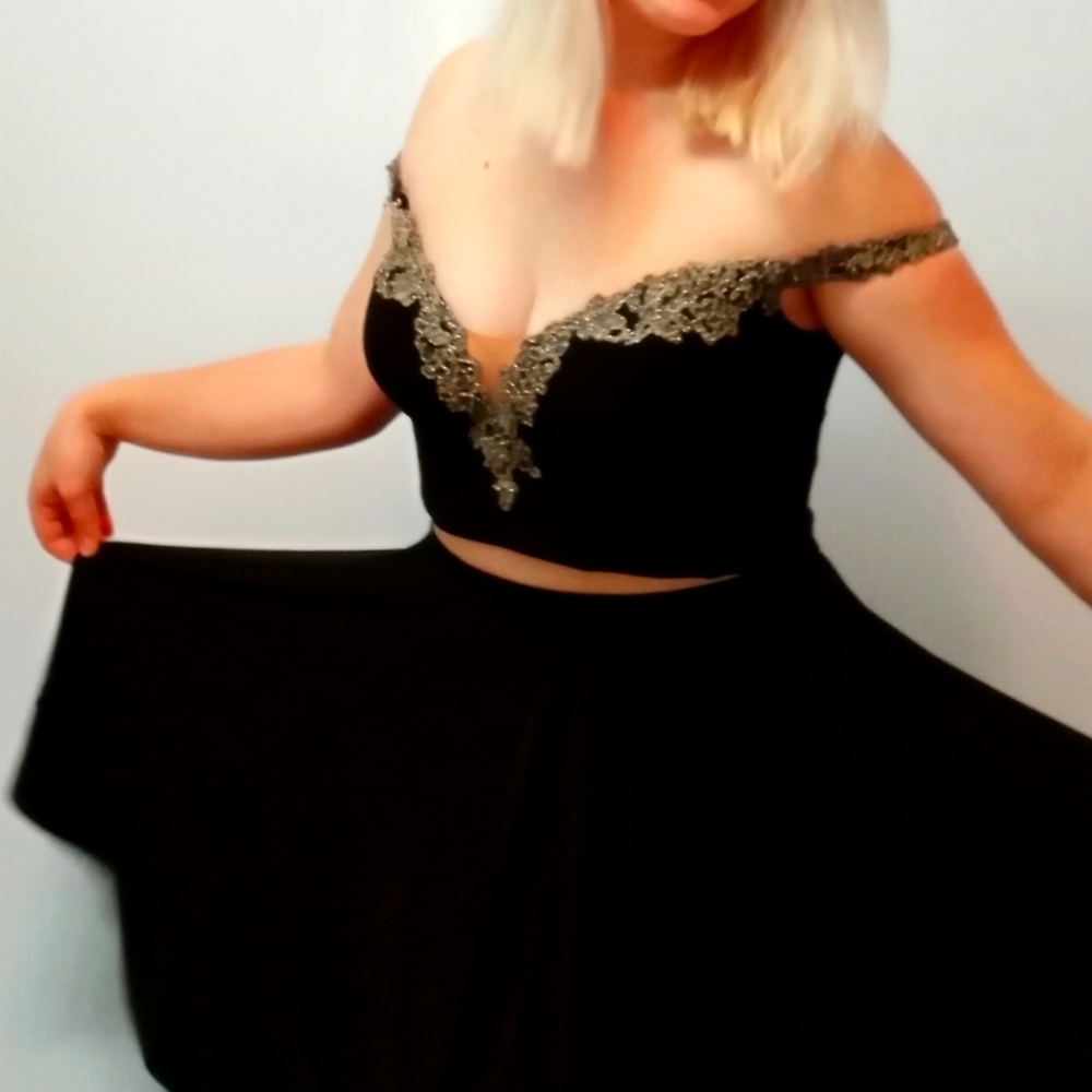 Prom black two peice dress